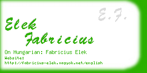 elek fabricius business card